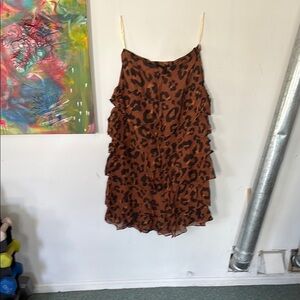 FARM Rio Brown Ruffled Mini Skirt